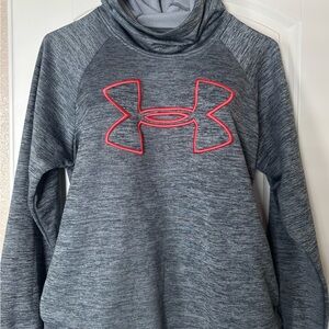 Under Armour Women's Heathered Gray Cowl Neck Sweater with Red Logo